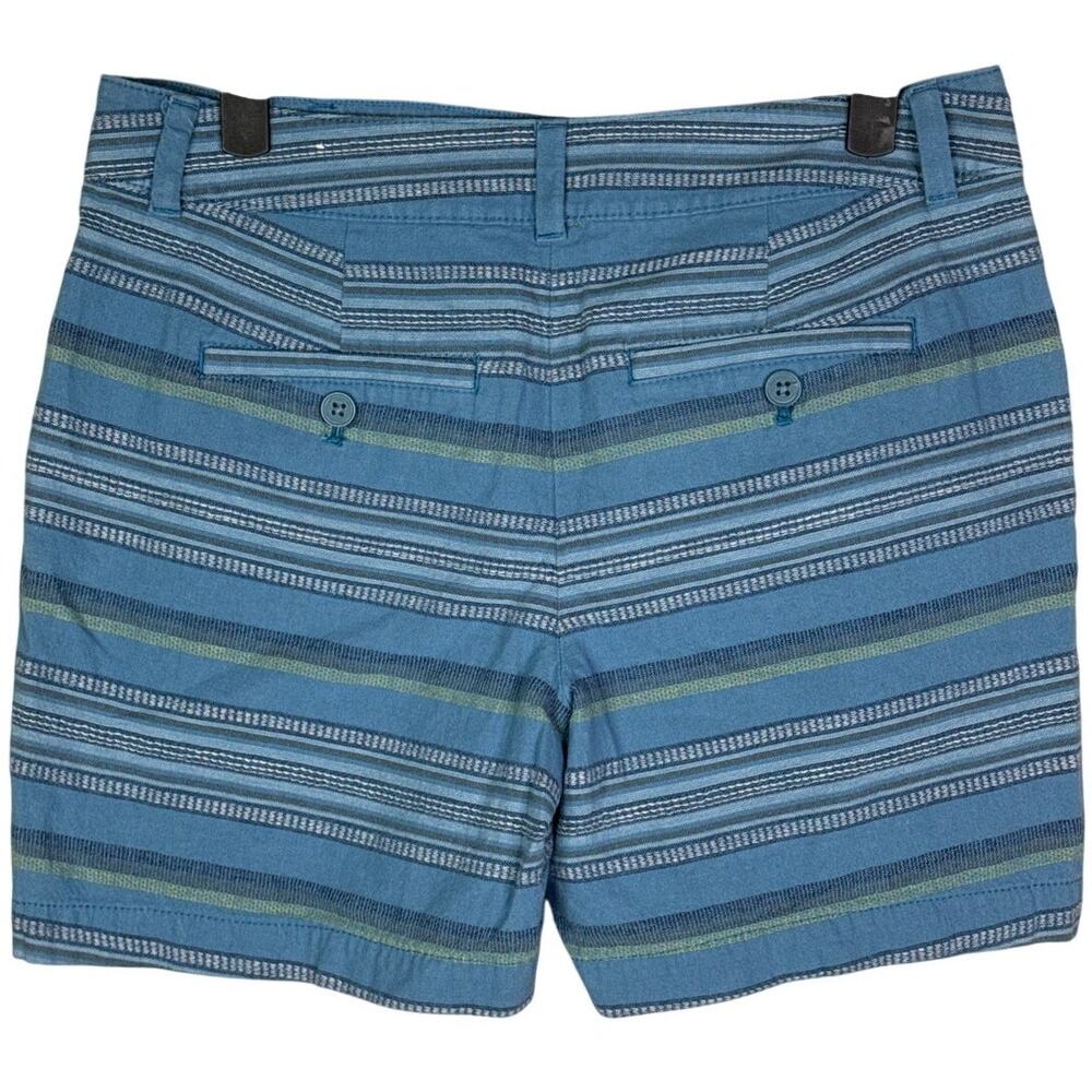 Ann Taylor Striped Casual Flat Front Shorts Pockets Lightweight Cotton 2 Blue - Picture 14 of 15